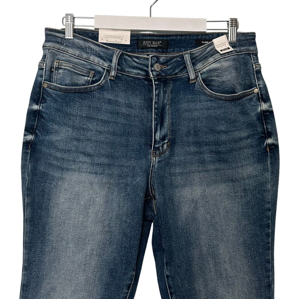 NWT Judy Blue Mid Rise Flare Jeans Contrast Panel Bell Bottoms Size 14W - Picture 3 of 16